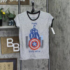 NWT Mighty Fine Juniors Marvel The Avengers Graphic T-Shirt Tee Gray M